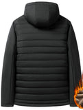 kkboxly  Men's Warm Fleece Hooded Jacket, Casual Windproof Jacket With Zipper Pockets For Fall Winter