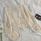 kkboxlyLong Sleeve Ruffle Hem Blouse, Loose Casual Top, Women's Clothing