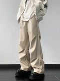 kkboxly  Men's Chic Loose Fit Faux Leather Pants, Street Style Baggy Pants