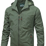 kkboxly  Men's Fall/Winter Casual Lightweight Waterproof Windbreaker Hooded Jacket With Zipped Pockets
