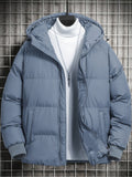 kkboxly  Men's Casual Warm Hooded Coat, Zip Up Puffer Coat Padded Jacket For Fall Winter