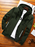 kkboxly  Men's Casual Hooded Windbreaker Jacket, Chic Zip Up Jacket For Outdoor Activities