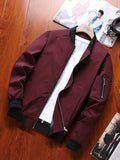 kkboxly  Jackets For Men, Fall Winter Stand Collar Zip Up Baseball Jacket, Black