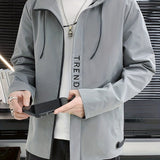 kkboxly  Trend Casual Lightweight Windbreaker Drawstring Hooded Jacket, Men's Sports Jacket For Spring Fall Outdoor