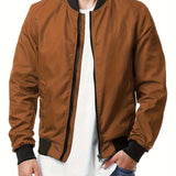 kkboxly Men's Stylish Bomber Jacket - Large Size, Pockets & Zipper for Maximum Comfort