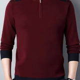 kkboxly  Men's Stylish Loose Solid Knitted Sweater, Casual Slightly Stretch Breathable Long Sleeve Turtle Neck Top For City Walk Street Hanging Outdoor Activities