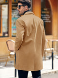 kkboxly Plus Size Men's Solid Midi Jacket For Fall Winter, Men's Clothing