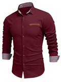 kkboxly  Casual Denim Button Up Shirt, Men's Clothes For Spring And Fall