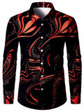 Luxury Pattern Men's Shirt Top Turn-Down Collar Long Sleeve Closure Male Casual Shirt For Men Daily Vacation Streetwear