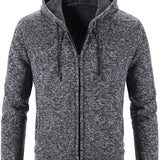 kkboxly  Two Sizes Smaller, Men's Fleece Hooded Knitted Cardigan, Autumn And Winter Solid Color Fashion Sweater Best Sellers
