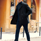 kkboxly  Men's Elegant Trench Coat, Mature Double Breasted Overcoat For Fall Winter