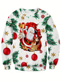 kkboxly  Christmas Series Santa Print Trendy Sweatshirt, Men's Casual Graphic Design Crew Neck Pullover Sweatshirt For Men Fall Winter