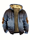 kkboxly  Men's Warm Fleece Zip Up Hooded Coat With Multi Pocket For Fall Winter