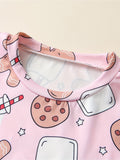 Toddler Girls Cartoon Gingerbread Man Graphic Pullover + Plaid Flare Pants Kids outdoor Clothes Christmas