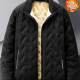 kkboxly  Men's Outdoor Casual Solid Color Stand Collar Jacket, Plush Warm Padded Coat For Autumn And Winter