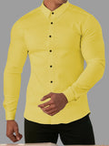 kkboxly  Men's Formal Classic Design Button Up Shirt, Male Clothes For Spring And Fall Business Occasion