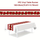 1pc, Christmas Table Runner, Tablecloths, Holiday Decorations, Christmas Party Decor, Table Decor