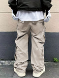Solid Multi Flap Pockets Men's Straight Leg Cargo Pants, Loose Casual Outdoor Pants, Men's Work Pants Baggy Pants Trendy Streetwear