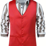 kkboxly  Men's Casual Western Cowboy Vest Jacket Slim Fit V Neck Sleeveless Waistcoat Vest Men Medieval Party Vests