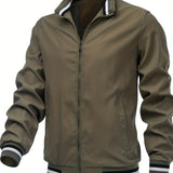 kkboxly  Solid Men's Casual Baseball Bomber Jacket Coat Regular Fit College Hipster Windbreaker For Spring Autumn