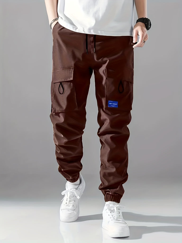 kkboxly  Men's Solid Cargo Pants: Stylish, Breathable & Comfy - Perfect For Hiking & Outdoor Activities!