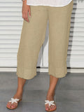 kkboxly  Plus Size Casual Capri Pants, Women's Plus Solid Straight Leg Summer Capri Pants