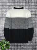 2025 kkboxly  Men's Gradient Crewneck Casual Check Knit Pullover Sweater