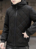 kkboxly  Warm Winter Plush Hooded Jacket, Men's Casual Zip Up Cotton Padded Jacket For Fall Winter Outdoor