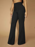 kkboxly  Solid Pintuck Straight Leg Pants, Casual High Waist Pants, Women's Clothing