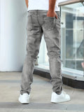 kkboxly Men's Casual Skinny Jeans, Chic Street Style Medium Stretch Denim Pants