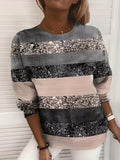 kkboxly  Striped Print Pullover Sweatshirt, Casual Long Sleeve Crew Neck Sweatshirt For Fall & Winter, Women's Clothing