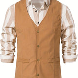 kkboxly  Men's Casual Western Cowboy Vest Jacket Slim Fit V Neck Sleeveless Waistcoat Vest Men Medieval Party Vests