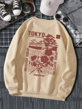kkboxly  Men's Buildings Print Hoodie With Drawstring Pocket - Stylish And Comfortable Casual Wear
