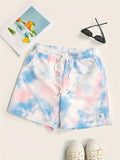 kkboxly  Small Size & Order Size Up, New Men's Drawstring Print Tie-dye Beach Shorts