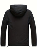 kkboxly  Trendy Windbreaker Hooded Jacket, Men's Casual Zip Up Jacket Coat For Spring Fall Outdoor Activities
