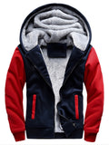kkboxly  Warm Fleece Hooded Jacket, Men's Causal Zip Up Jacket Coat For Fall Winter Fitness Outdoor Activities