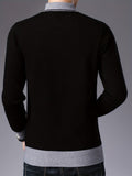 All Match Knitted Slim Sweater, Men's Casual Warm Slightly Stretch Shawl Collar Pullover Sweater For Men Fall Winter