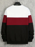 Plus Size Men's Contrast Color Sweatshirt For Spring/autumn, Oversized Trendy Crew Neck Pullover Tops For Males, Men's Clothing