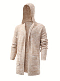 kkboxly  All Match Knitted Hooded Cardigan, Men's Casual Warm High Stretch Overcoat Sweater Jacket For Fall Winter
