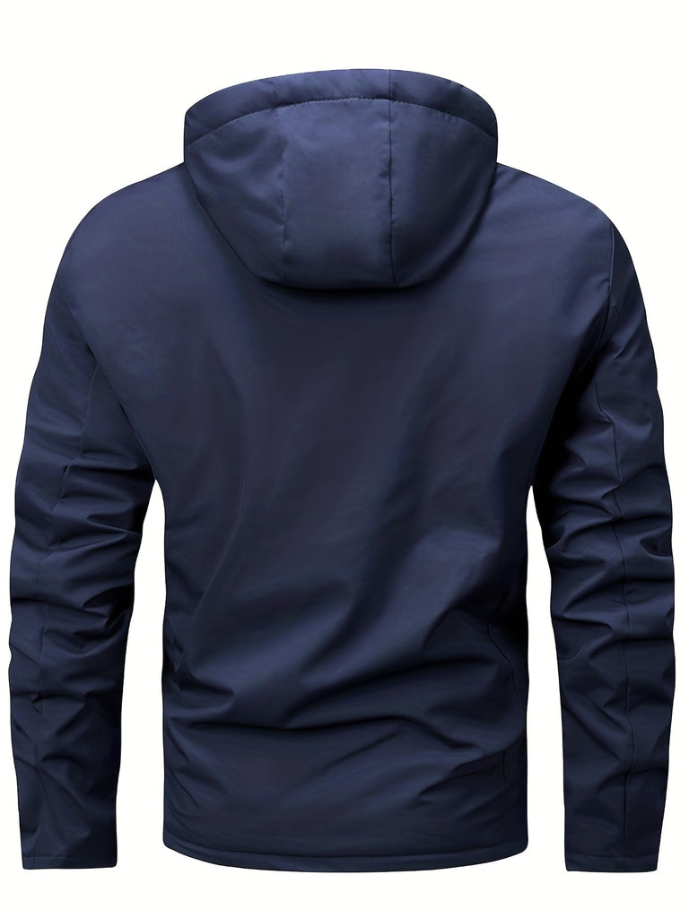 kkboxly  Warm Fleece Hooded Jacket, Men's Casual Winter Jacket Coat For Outdoor Activities