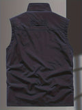 kkboxly  Men's Casual Plain Color Vest With Zip Up Pockets Men's Clothes Outerwear Sleeveless Jacket