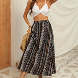 kkboxly  Tribal Print High Waist Skirts, Vacation Comfy Maxi Skirts, Women's Clothing