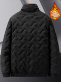 kkboxly  Men's Outdoor Casual Solid Color Stand Collar Jacket, Plush Warm Padded Coat For Autumn And Winter
