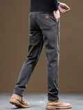 kkboxly kkboxly  Men's Casual Warm Slim Fit Trousers, Semi-Formal cropped Pants For Fall Winter Business Leisure Activities