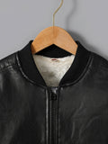 kkboxly  Boys Fleece Zipper Artificial Leather Jacket
