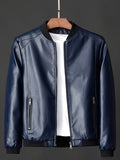 kkboxly  Men's Casual Black Zipper PU Leather Jacket Gifts