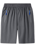 Quick Drying Comfy Shorts, Men's Casual Zipper Pockets Shorts For Summer Gym Workout Training