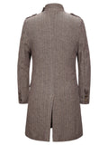 kkboxly  Retro Style Woolen Single Breasted Trench Coat, Men's Casual Overcoat Attached With Waistcoat For Fall Winter