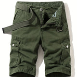 kkboxly Men's Plain Flap Pocket Cotton Cargo Shorts For Spring And Summer