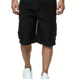 kkboxly  Classic Design Cargo Shorts, Men's Casual Multi Pocket Loose Fit Cargo Shorts For Summer Outdoor